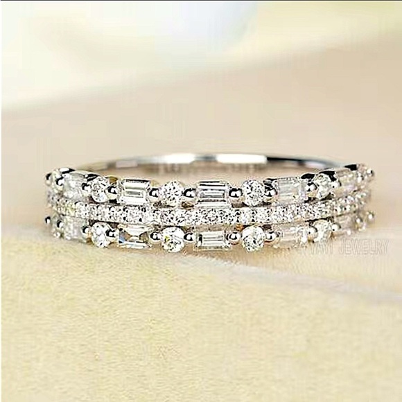 Sterling Silver Cubic Zircon Ring Minimalist, Dainty Diamond Stackable - Picture 5 of 5